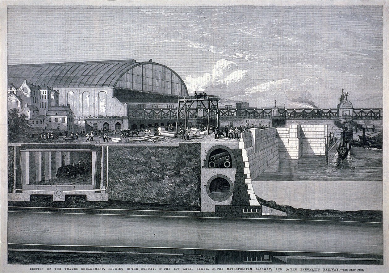 Bazalgette, Die Themse-Uferpromenade, 1867 von English School