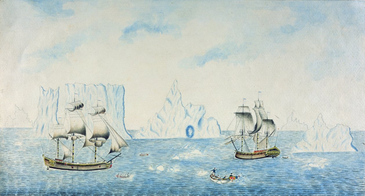 Boote sammeln Eis, ca. 1773 von English School