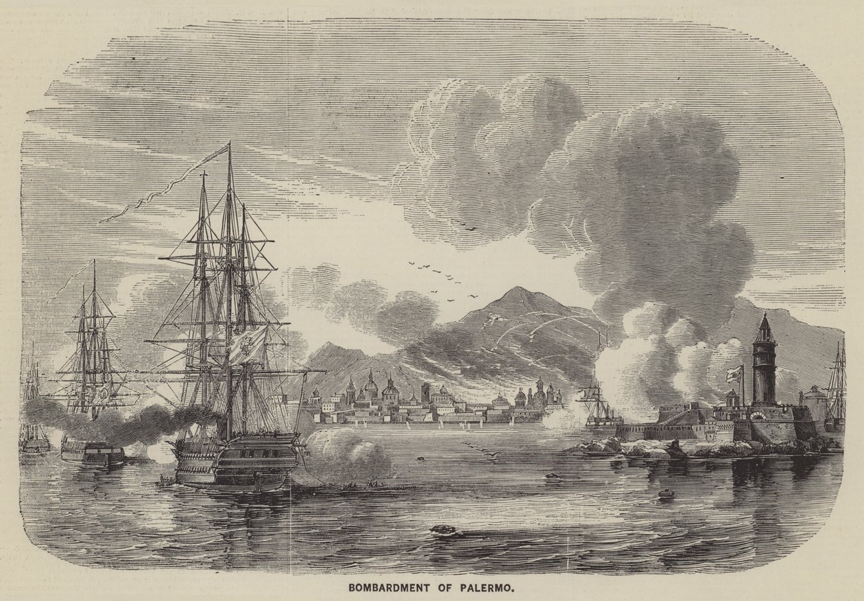 Bombardierung von Palermo (Gravur) von English School