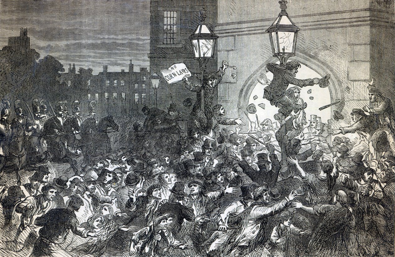 Brotaufstand am Eingang zum House of Commons im Jahr 1815 von English School
