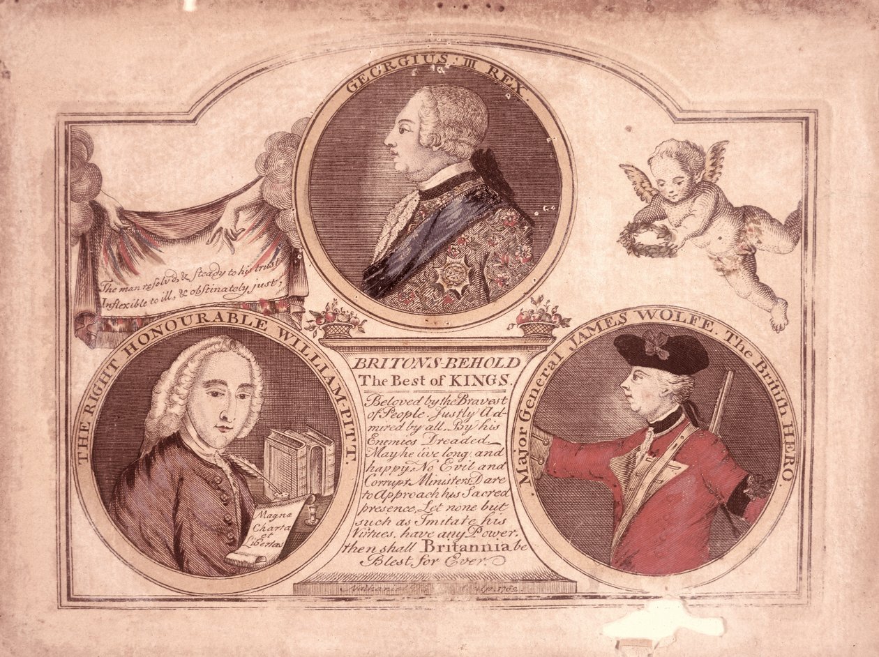 Briten betrachten den besten der Könige..., 1762 von English School