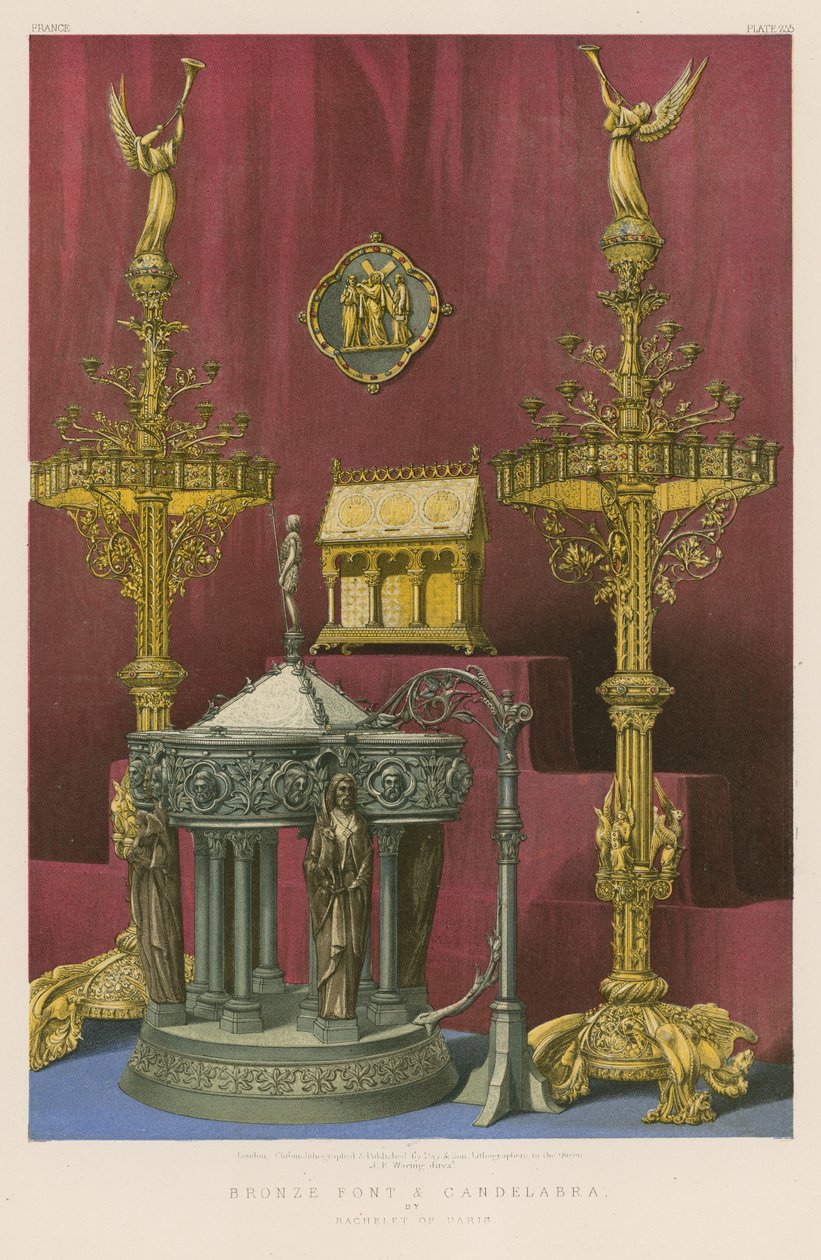 Bronzebrunnen und Kandelaber von Bachelet aus Paris von English School