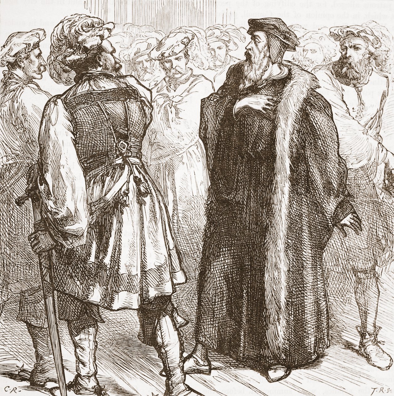 Calvin vor seinen Feinden im Rat, Illustration aus Die Geschichte des Protestantismus von James Aitken Wylie, veröffentlicht 1878 von English School