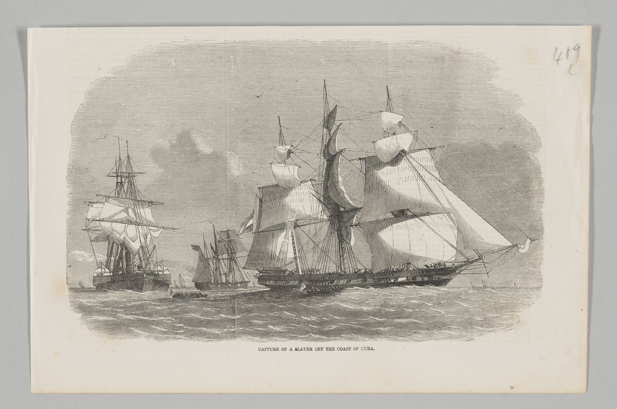 Ergreifung eines Sklavenschiffs vor der Küste Kubas von English School
