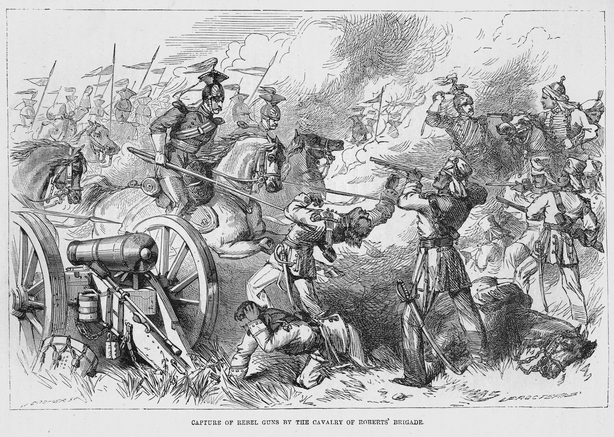 Eroberung von Rebellengeschützen durch die Kavallerie der Roberts-Brigade von English School