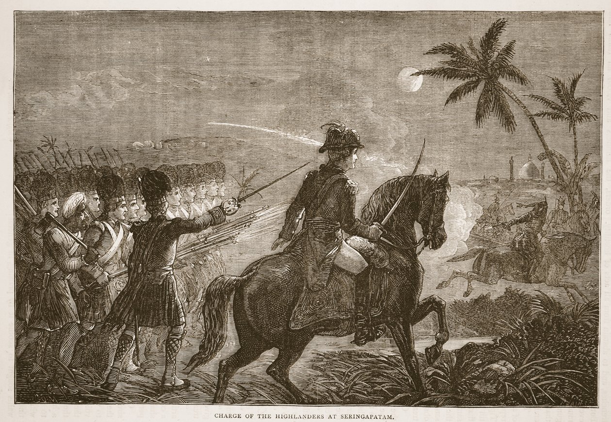 Angriff der Highlander auf Seringapatam, Illustration aus Cassells Illustrierter Geschichte Indiens von James Grant, veröffentlicht 1879 von English School