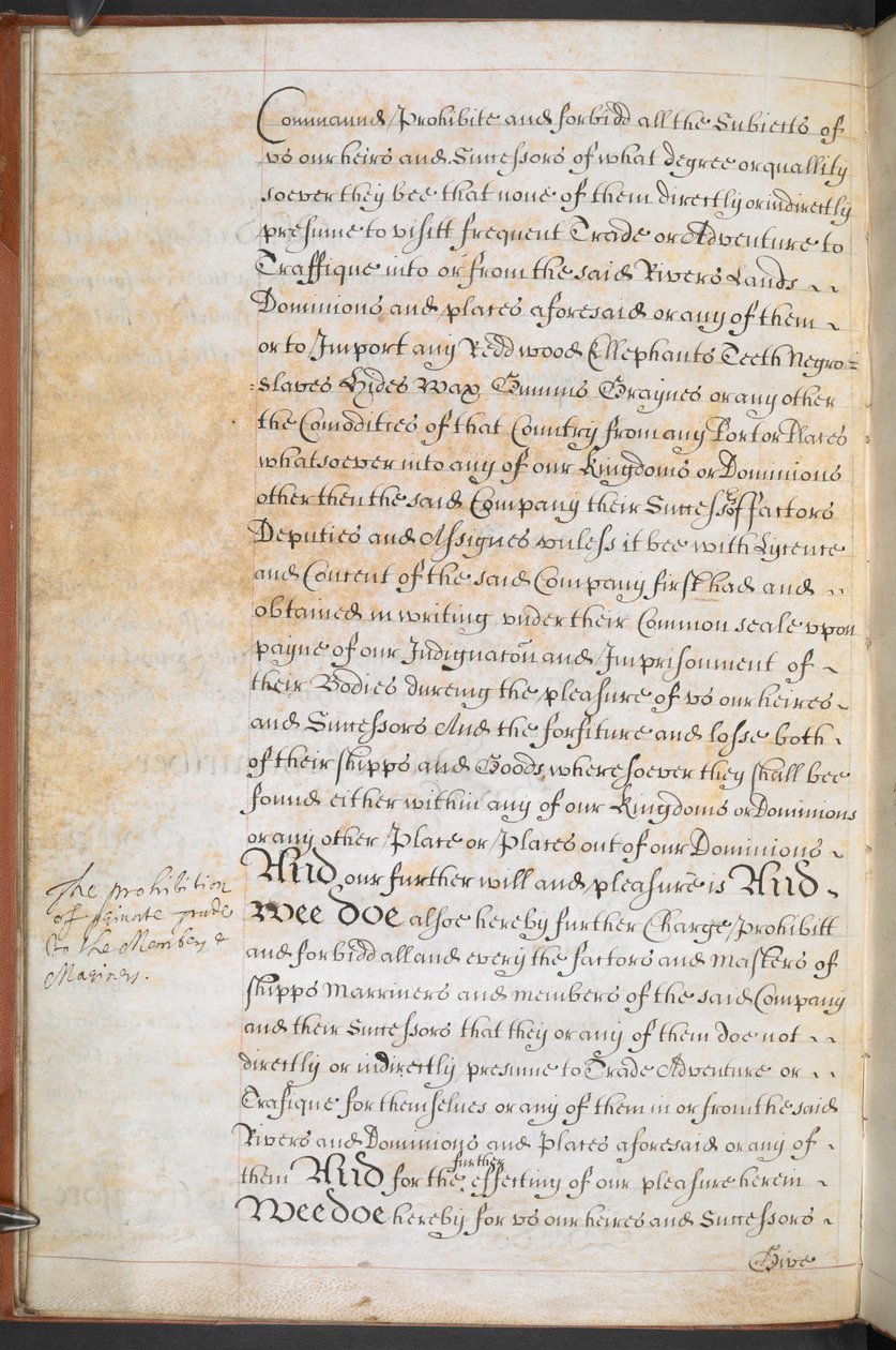 Charta gewährt der Gesellschaft der königlichen Abenteurer Englands, die nach Afrika handeln, Sloane MS 205, f.8v von English School
