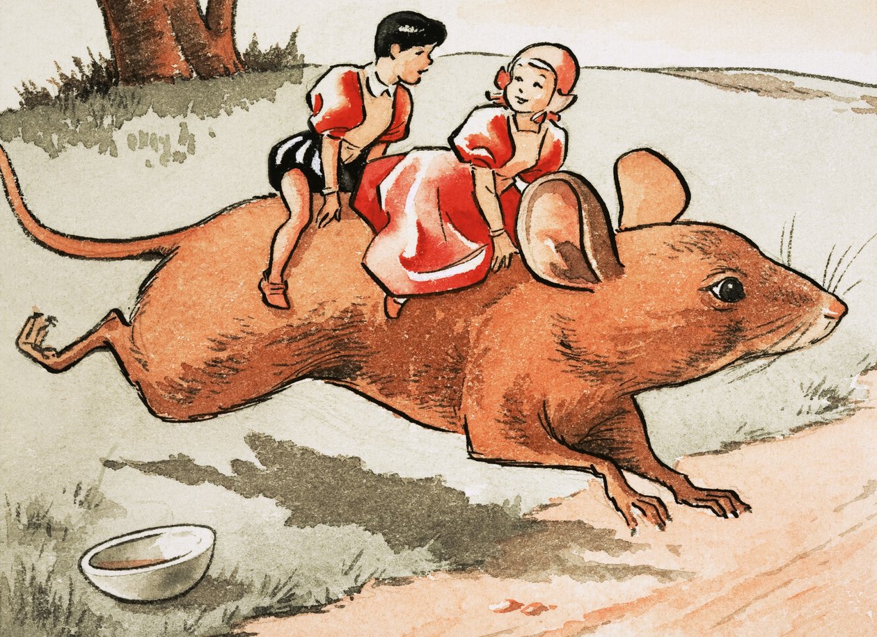 Kinder auf dem Rücken einer Maus von English School