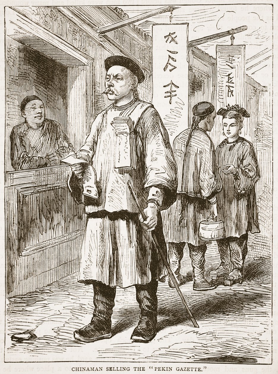 Chinese verkauft die Pekin Gazette, Illustration aus Cassells Illustrierter Geschichte Englands von English School