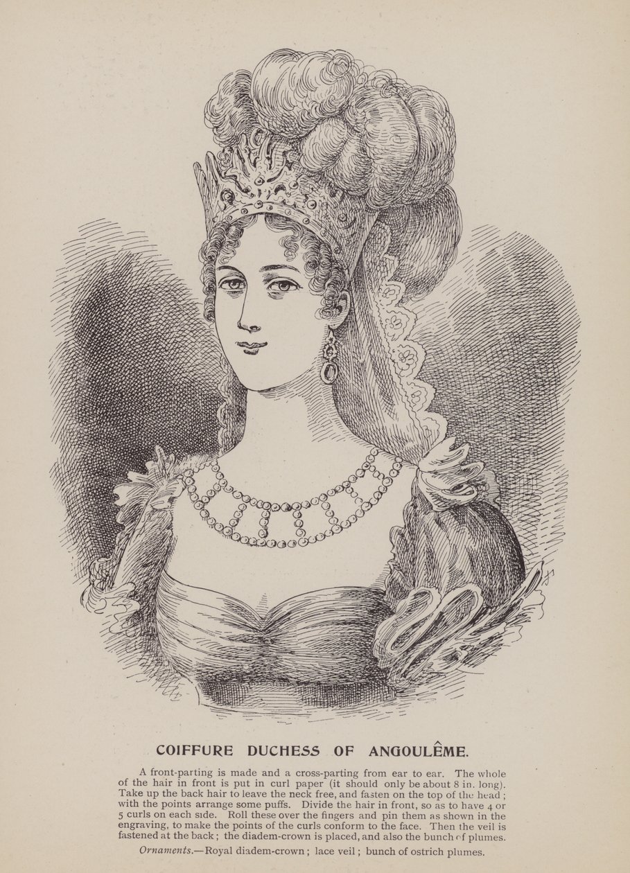 Frisur Herzogin von Angoulême (Gravur) von English School