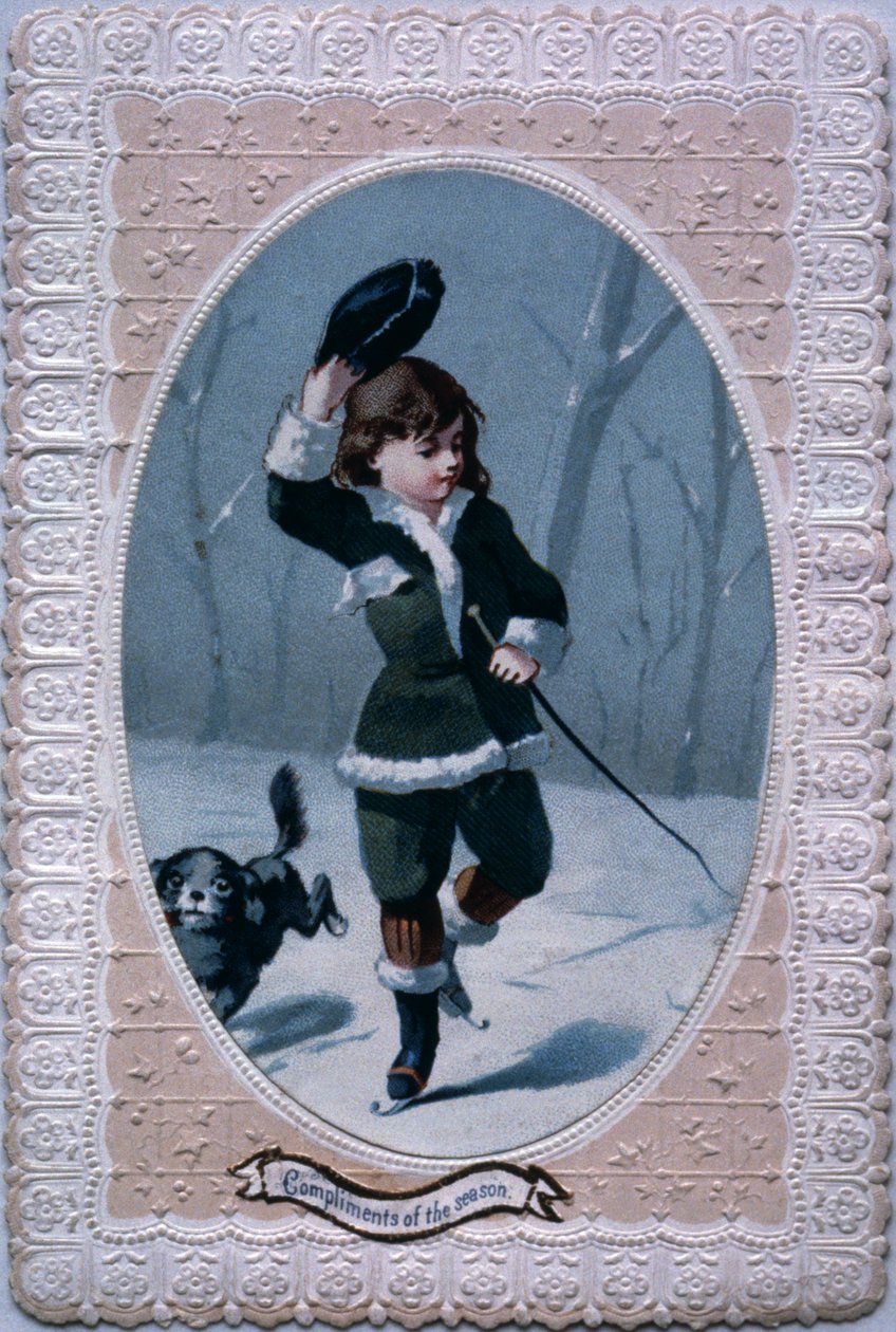 Komplimente der Saison, viktorianische Weihnachtskarte von English School