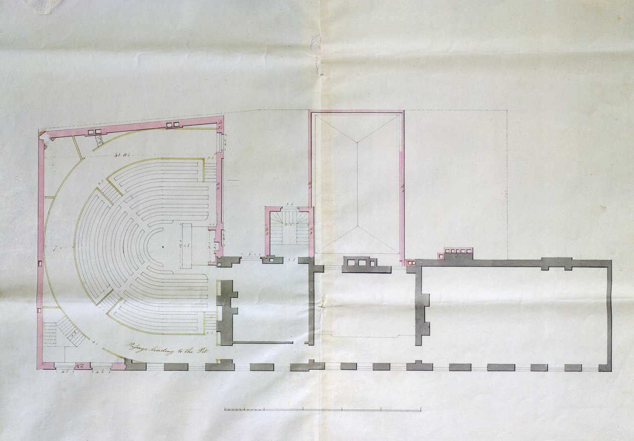 Vertragszeichnung für das erste Stockwerk der Royal Institution, 1800 von English School