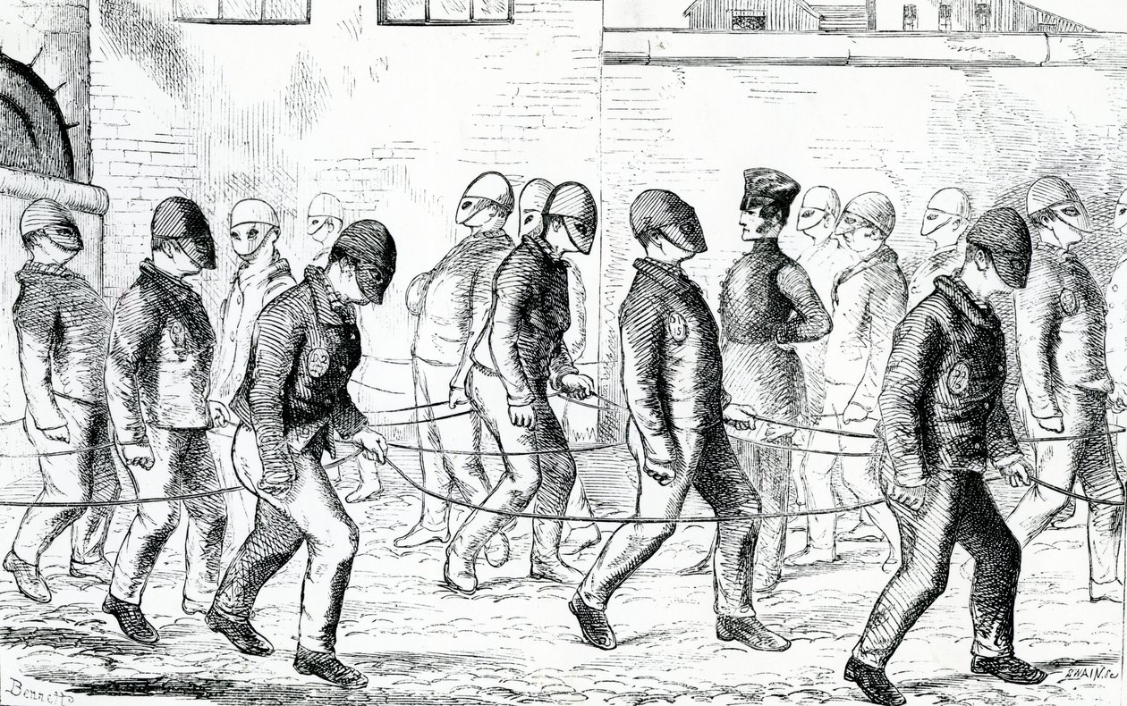 Sträflinge beim Üben im Pentonville-Gefängnis, aus 