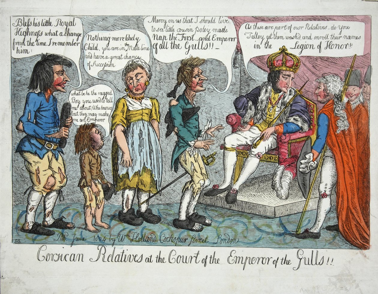 Korsische Verwandte am Hof des Kaisers der Möwen!!, ca. 1804 von English School