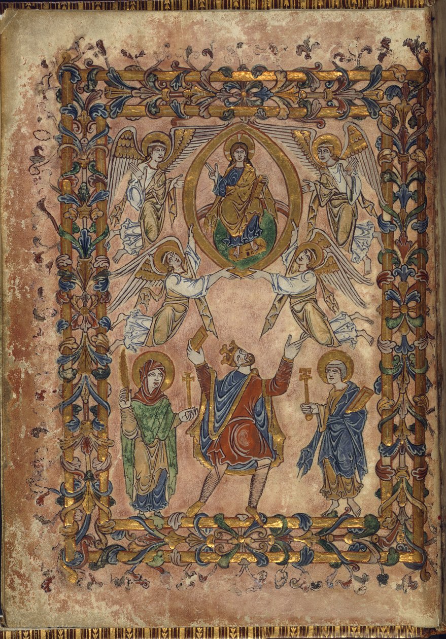 Edgar bietet Christus eine Urkunde an, Illustration aus 