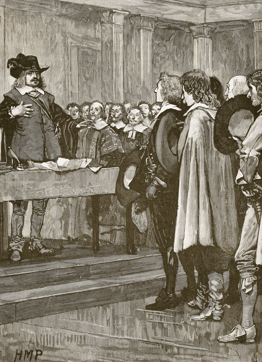 Cromwell lehnt die Krone ab, Illustration aus Cassells Illustrierter Geschichte Englands von English School