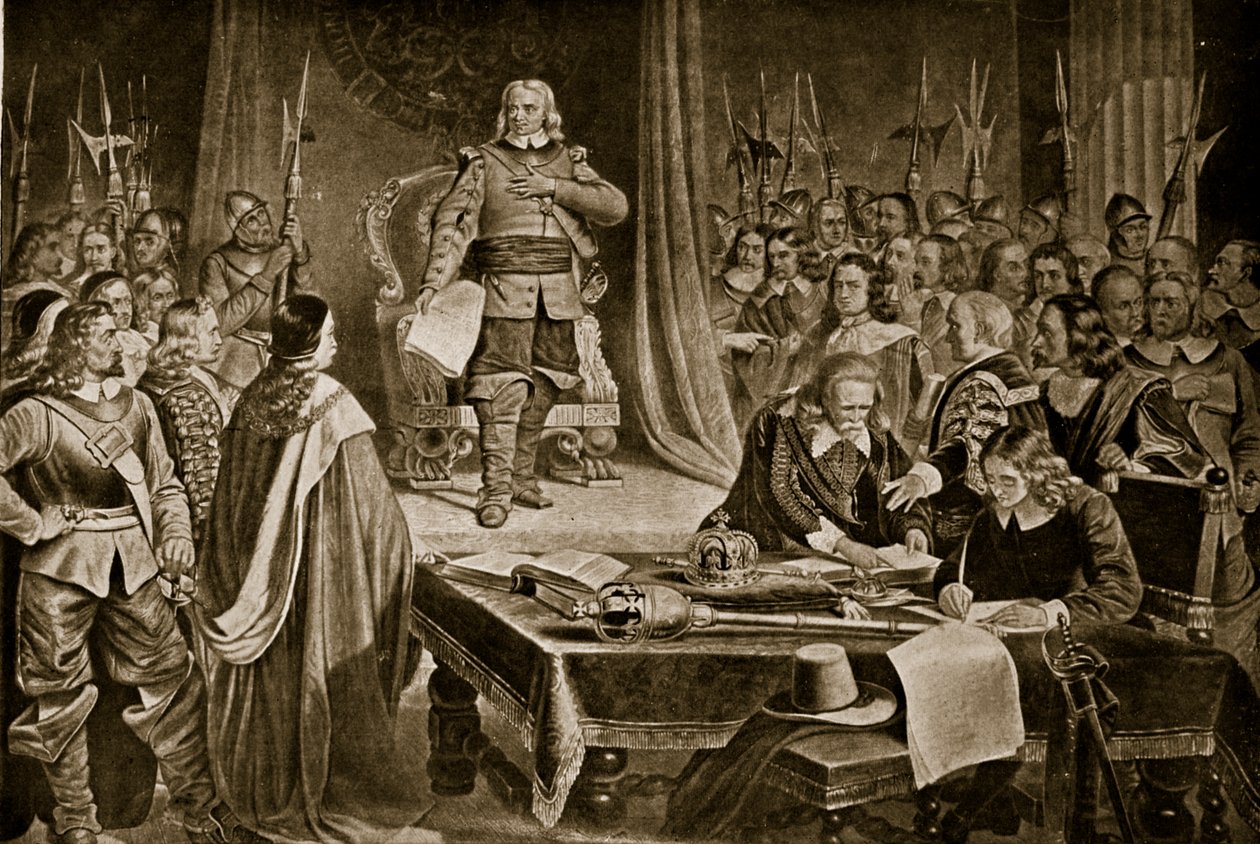 Cromwell lehnt die Krone ab, Illustration aus Hutchinsons Geschichte der britischen Nation, ca. 1923 von English School