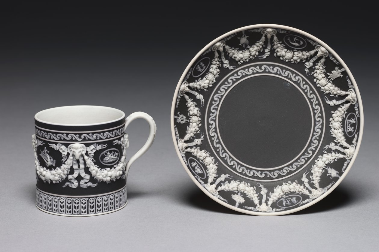 Tasse und Untertasse, entworfen und hergestellt von der Wedgwood Fabrik, ca. 1790 von English School