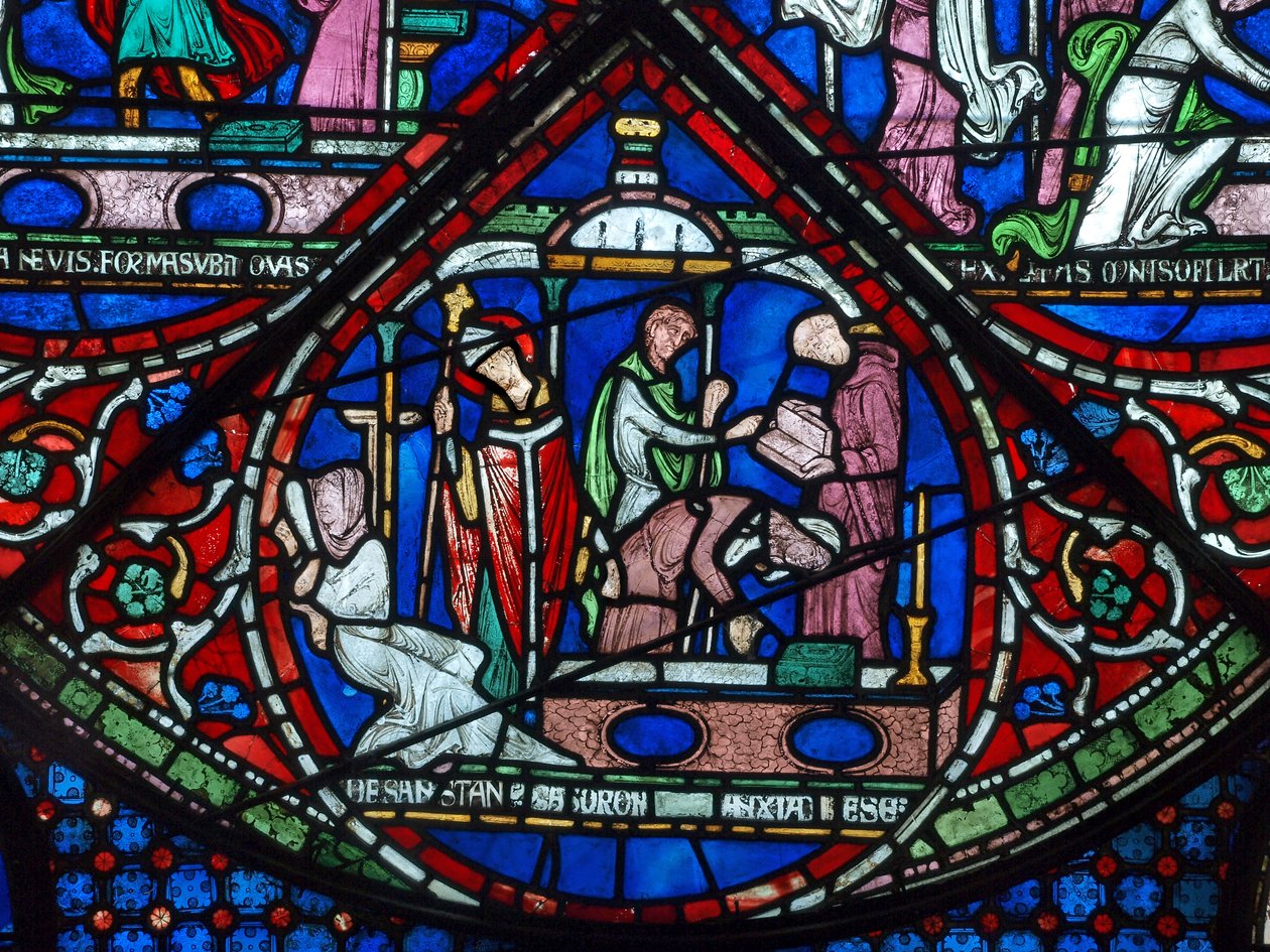 Heilung der Töchter von Godbald von Boxley, frühes 13. Jahrhundert von English School