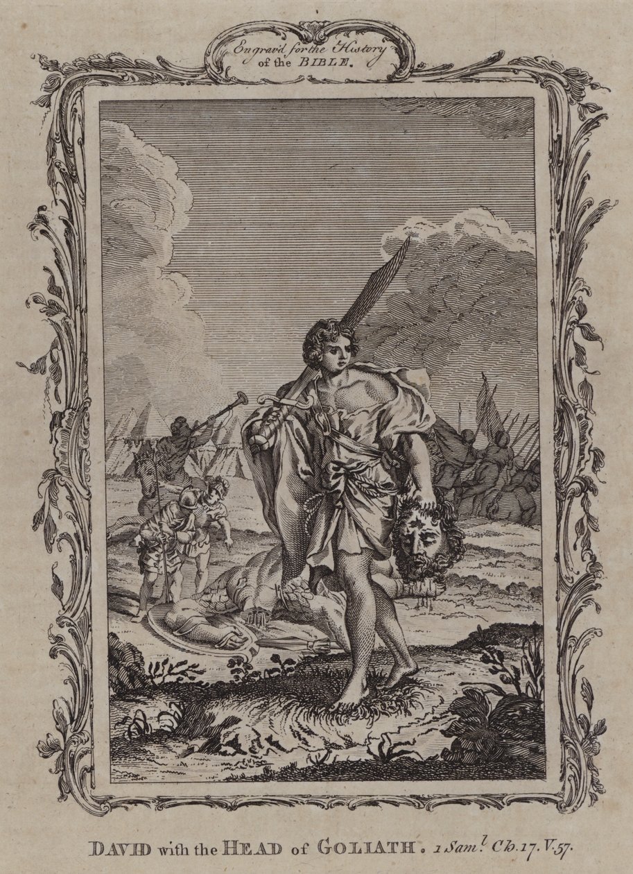David mit dem Kopf von Goliath (Gravur) von English School