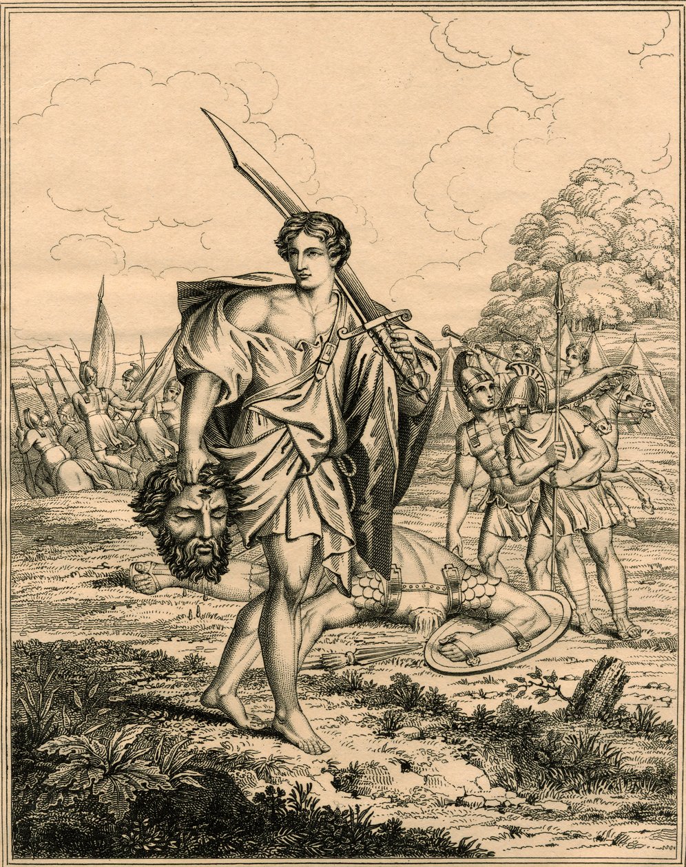 David mit dem Kopf von Goliath von English School