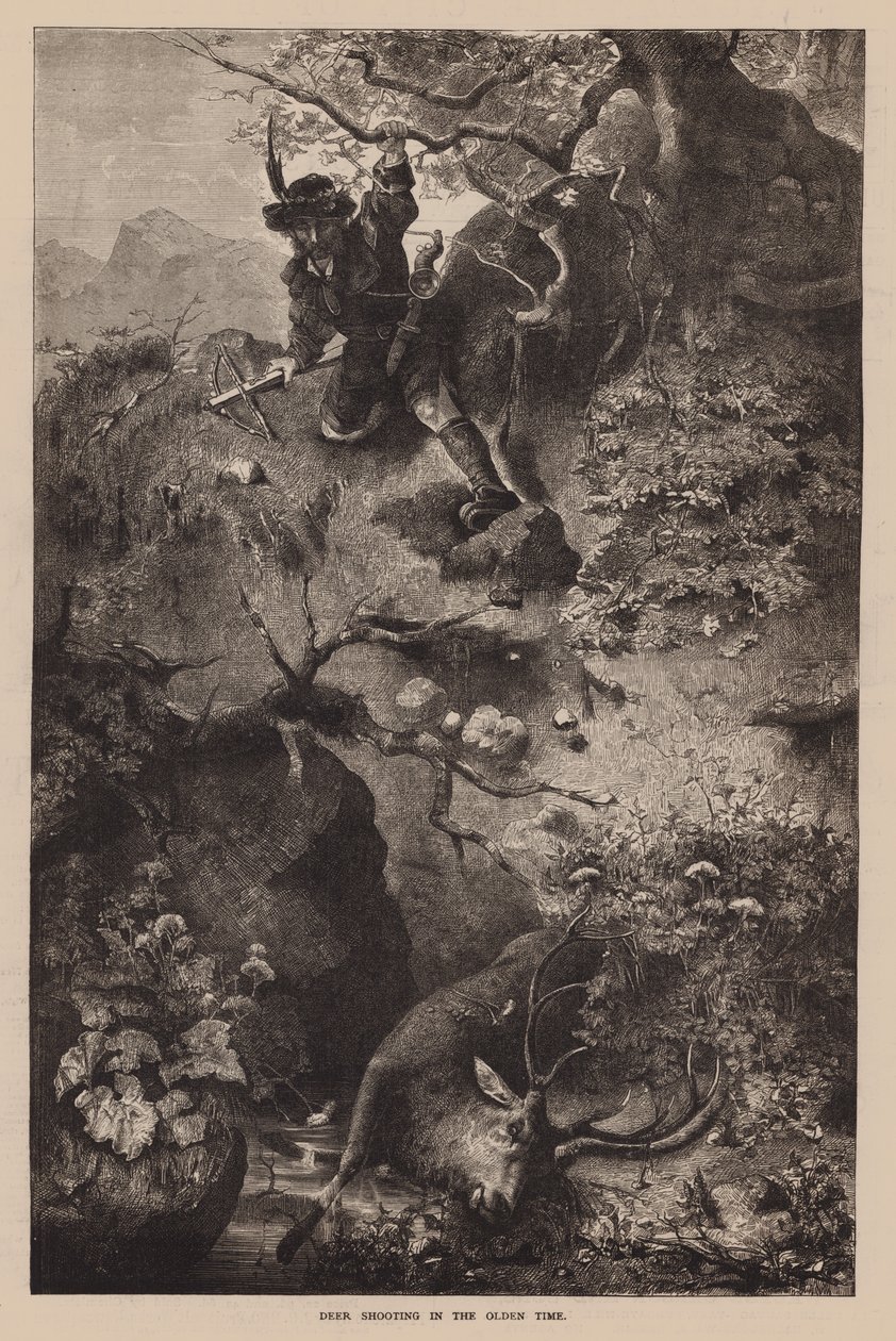 Hirschjagd in alten Zeiten von English School