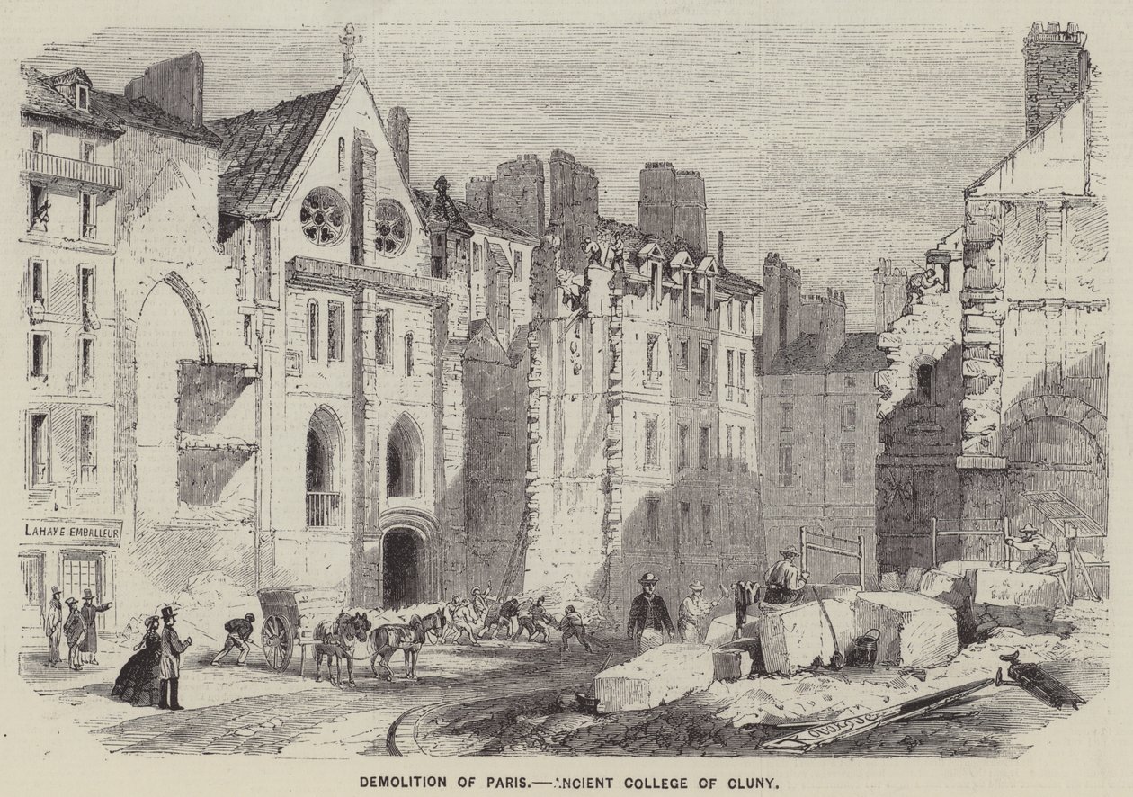 Abriss von Paris, Altes College von Cluny (Gravur) von English School