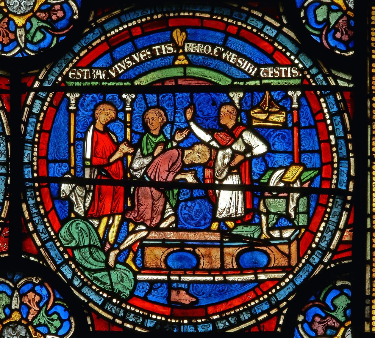 Detail aus dem Wunderfenster, das Robert von Cricklade darstellt von English School