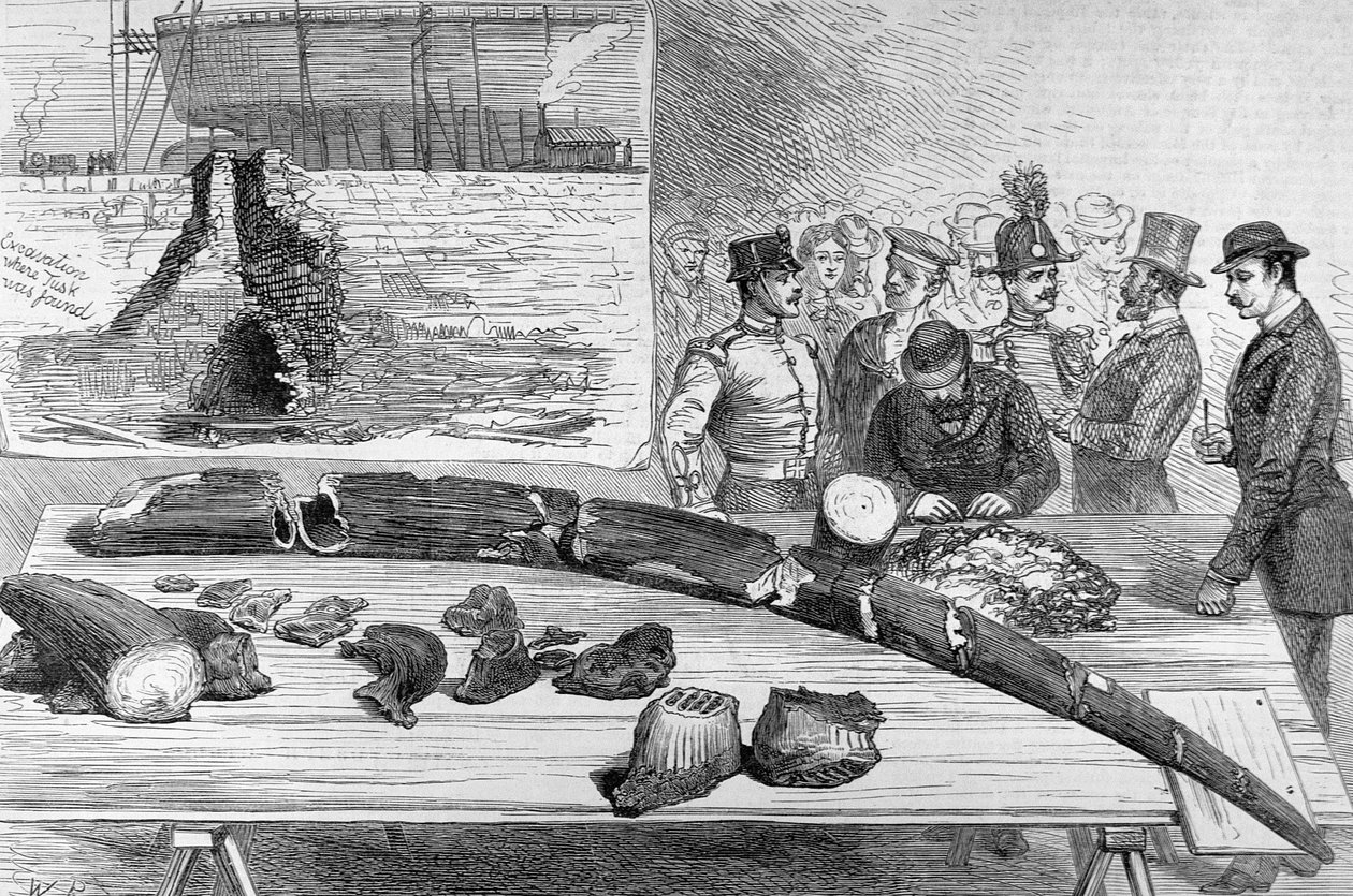 Entdeckung fossiler Überreste in Livorno, Toskana, aus The Illustrated London News, 21. Januar 1882 von English School