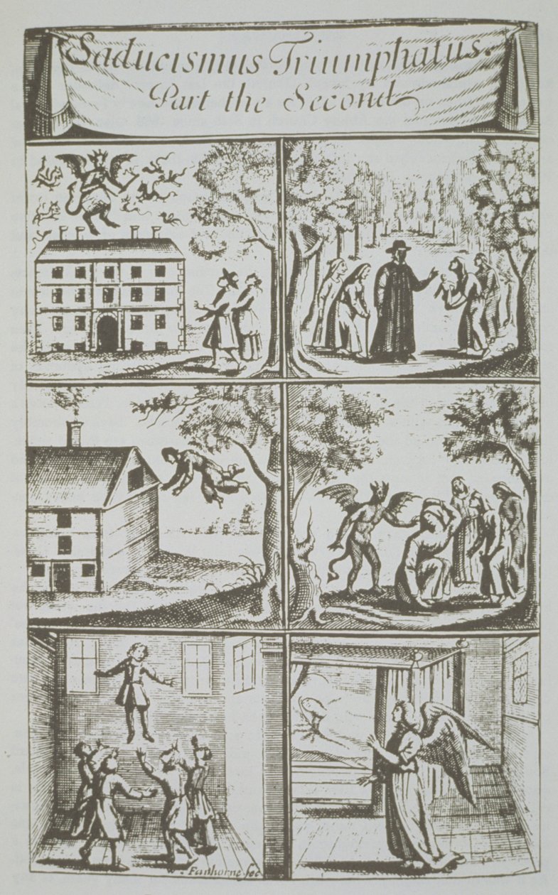 Diverse Manifestationen des Teufels, Kopie einer Illustration aus Sadducismus Triumphatus Teil II, von Joseph Glanvil, London 1681, verwendet in einer Geschichte der Magie, veröffentlicht Ende des 19. Jahrhunderts von English School