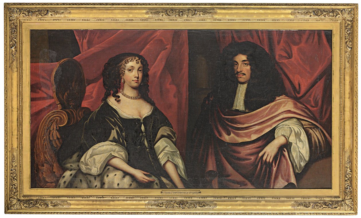 Doppelporträt von König Karl II. und Katharina von Braganza, ca. 1665 von English School