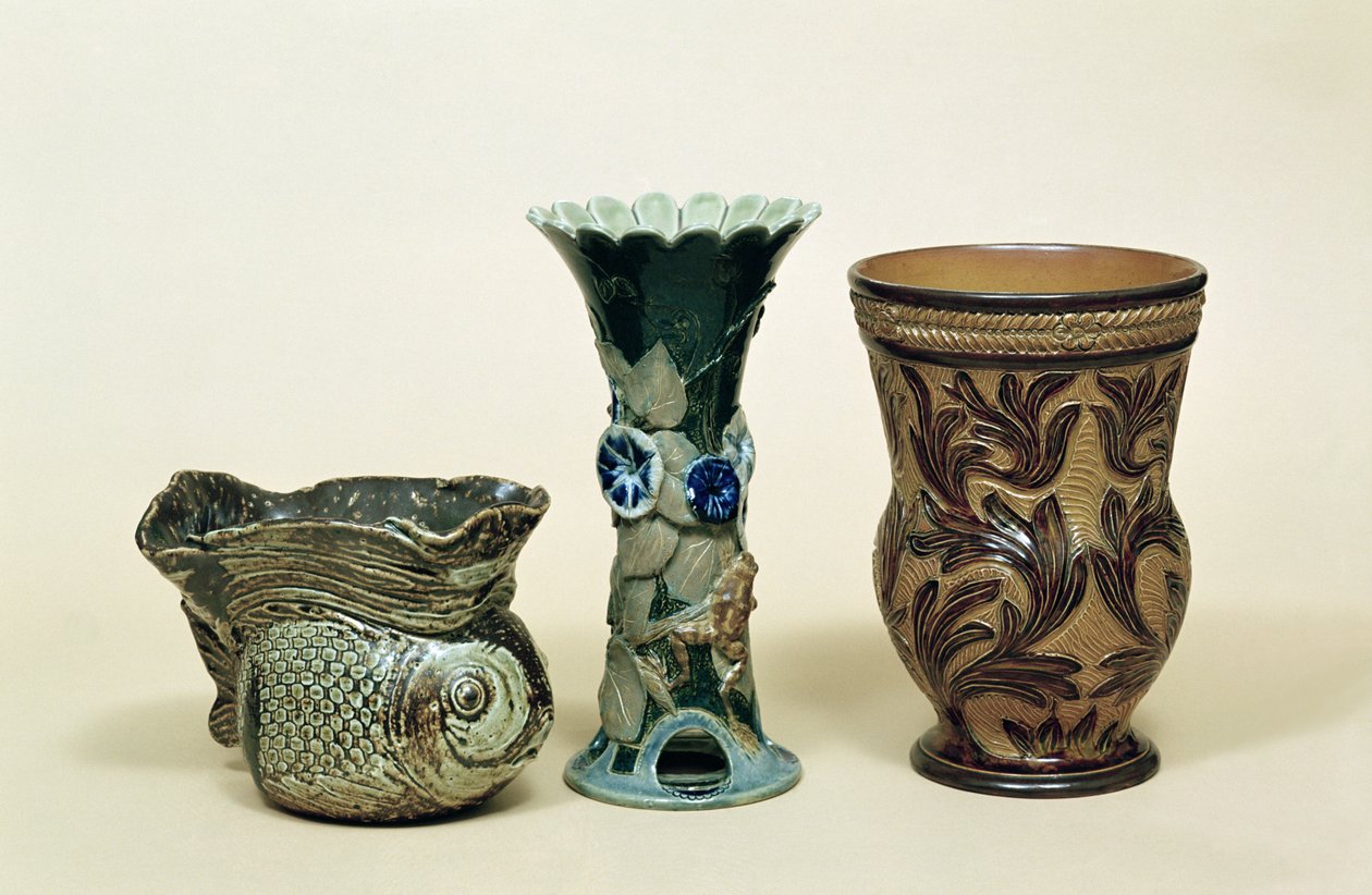 Doulton Vasen, 1880er Jahre von English School