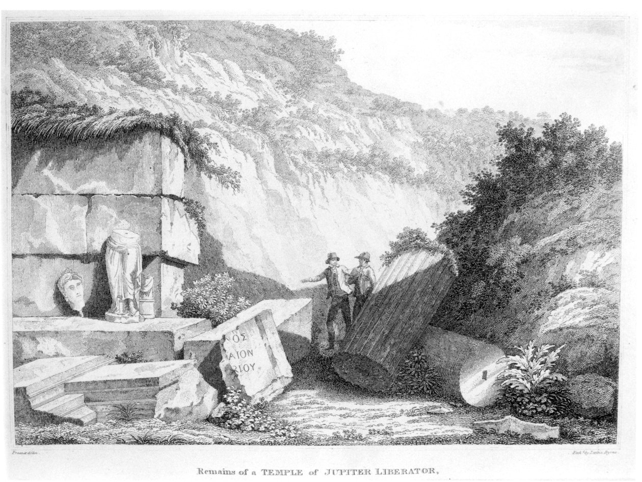 Edward Daniel Clarke besucht die Überreste des Tempels des Jupiter Liberator in Troad, aus Teil 2 von Travels in Various Countries of Europe, Asia and Africa, veröffentlicht 1812 von English School