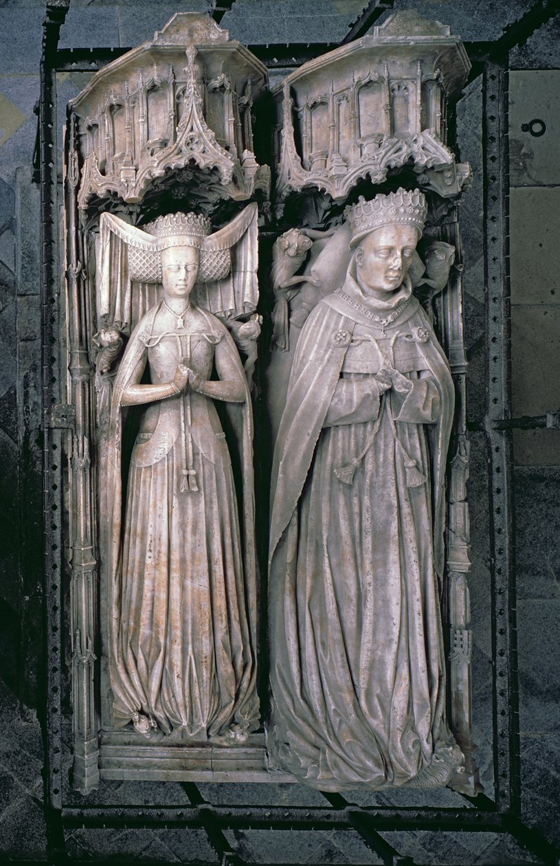 Efigien von Thomas Fitzalan, 5. Earl of Arundel und seiner Frau Beatrice, in der Fitzalan-Kapelle (Alabaster) von English School