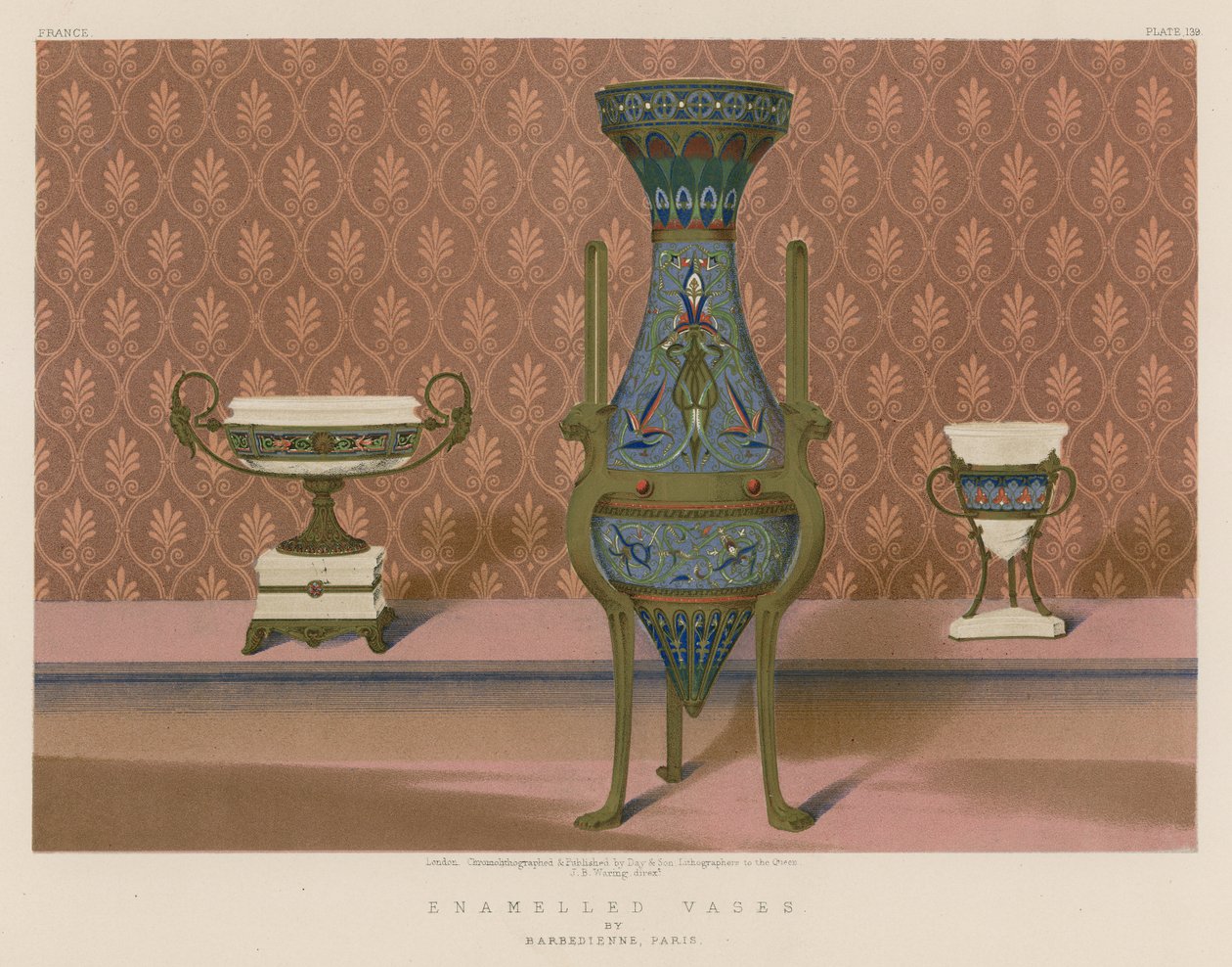 Emaillierte Vasen von Barbedienne, Paris von English School