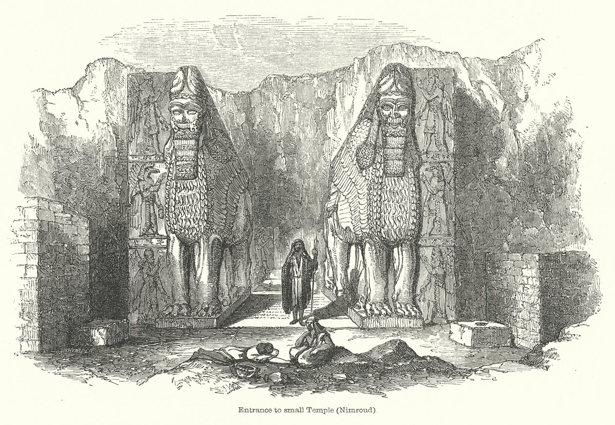 Eingang zum kleinen Tempel (Nimrud) (Gravur) von English School