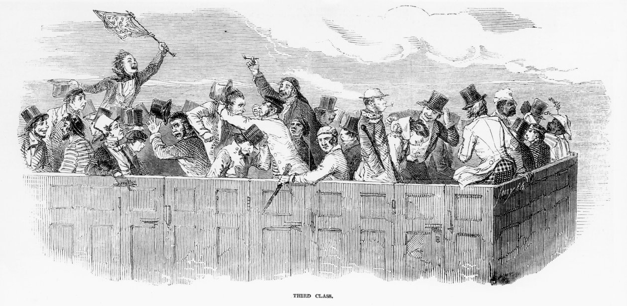 Epson-Rennen 1847: Die Eisenbahn - Dritte Klasse (Gravur) von English School