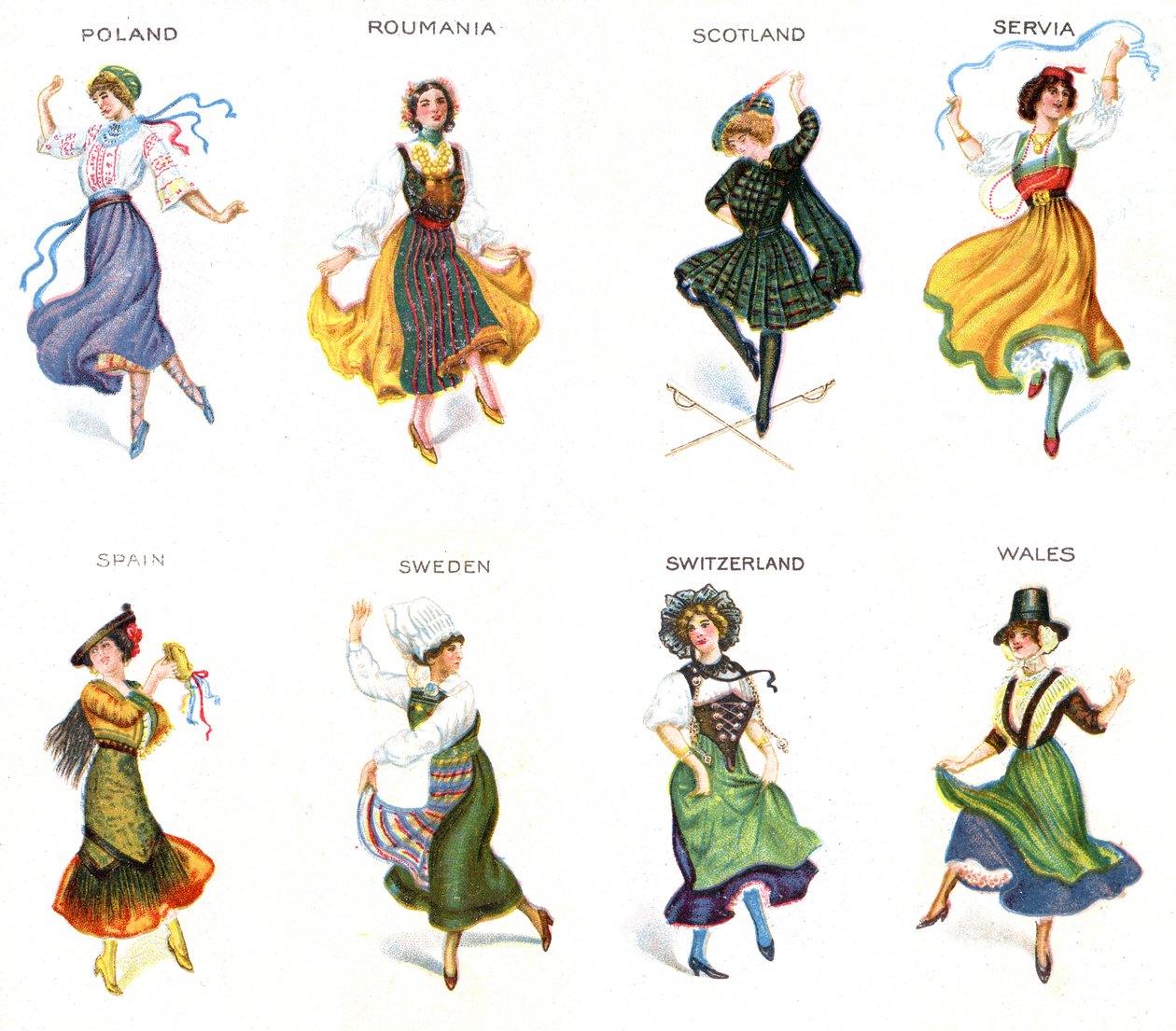Europäische Tänzer, Zigarettenbilder, 1915 von English School