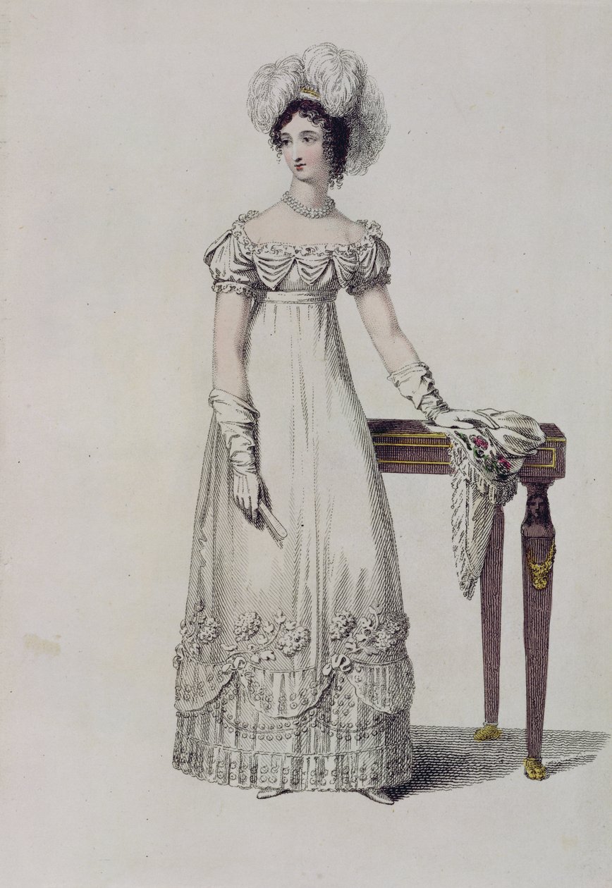 Abendkleid, Modeplatte aus Ackermanns Repository of Arts von English School