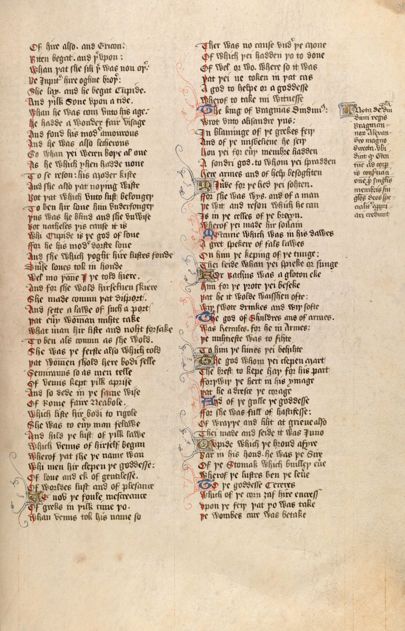 F98r aus Ms New Coll 266, De confessio amantis von John Gower von English School