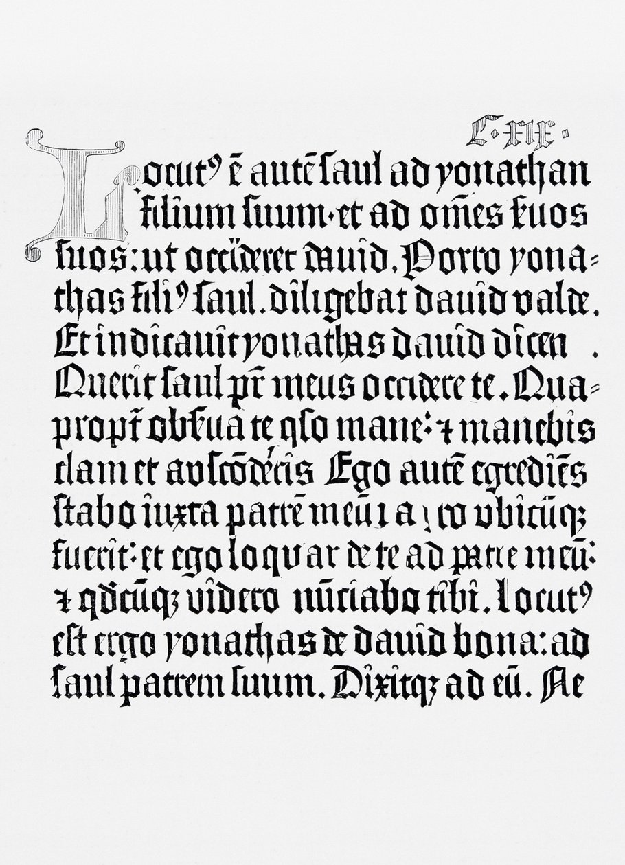 Faksimile einer Seite aus der Bibel, gedruckt von Johannes Gutenberg, Mainz, 1456 von English School