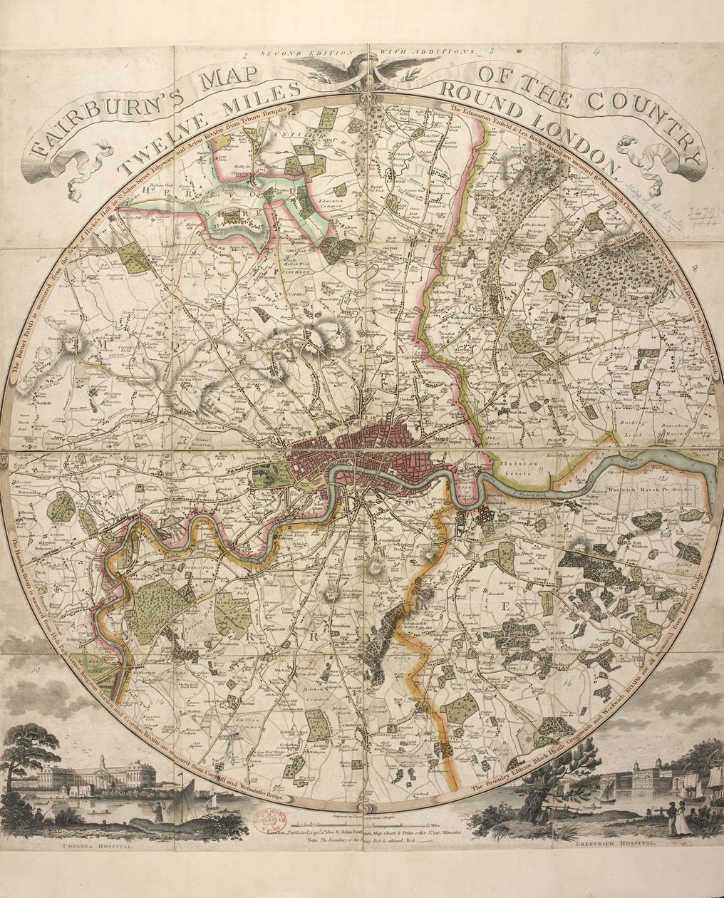 Fairburns Karte des Landes zwölf Meilen um London von English School