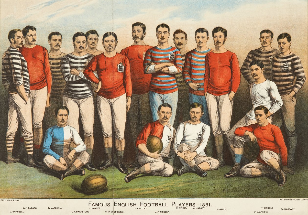 Berühmte englische Fußballspieler von 1881, aus Boys Own von English School