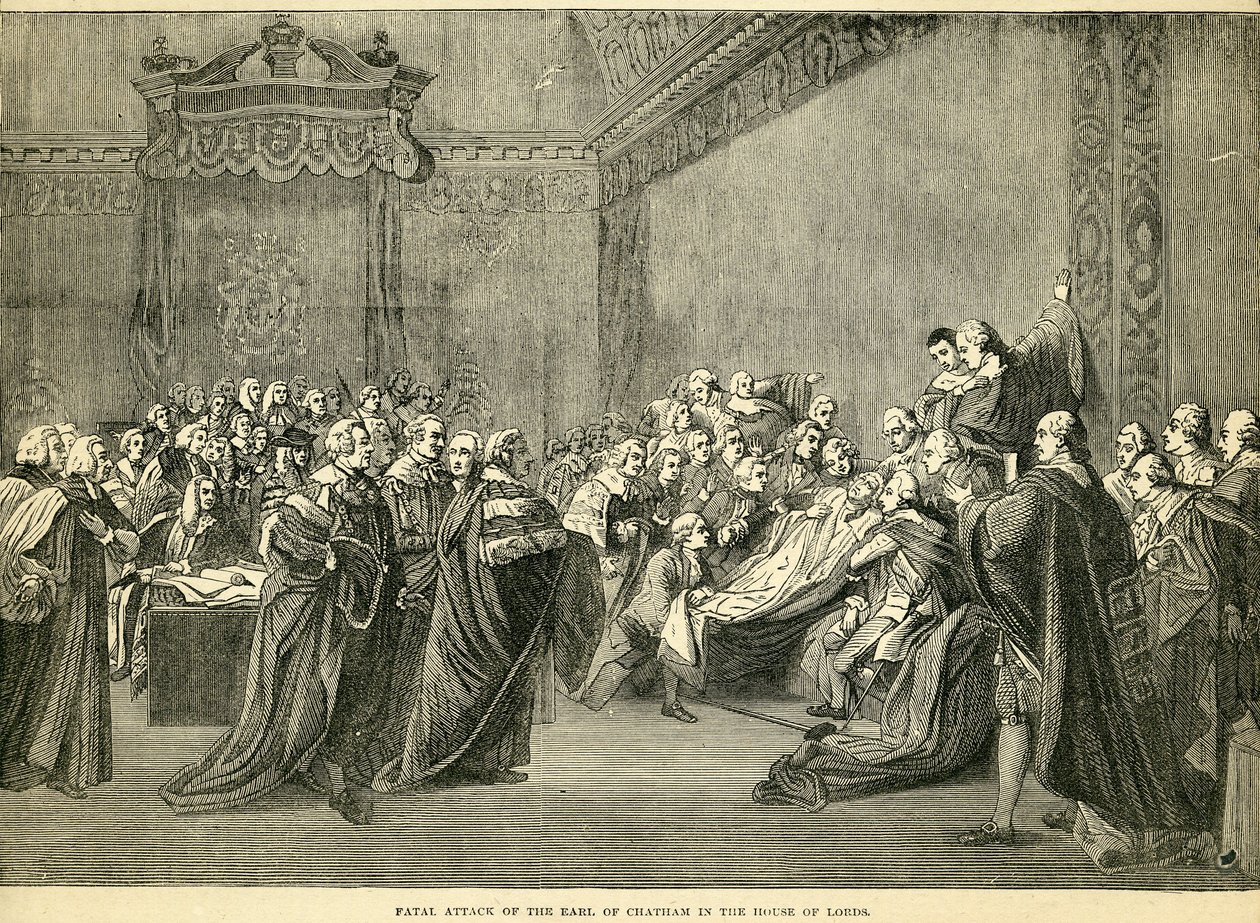 Tödlicher Anfall des Earl of Chatham im House of Lords, 1778 von English School