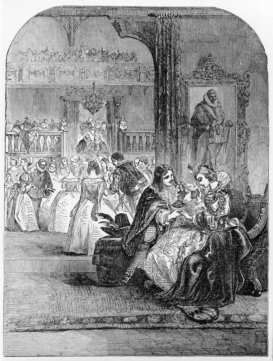 Erstes Treffen von Prinz Charles (1600-49) mit Prinzessin Henrietta (1609-69) in Paris von English School