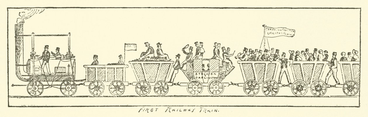 Erster Eisenbahnzug (Gravur) von English School