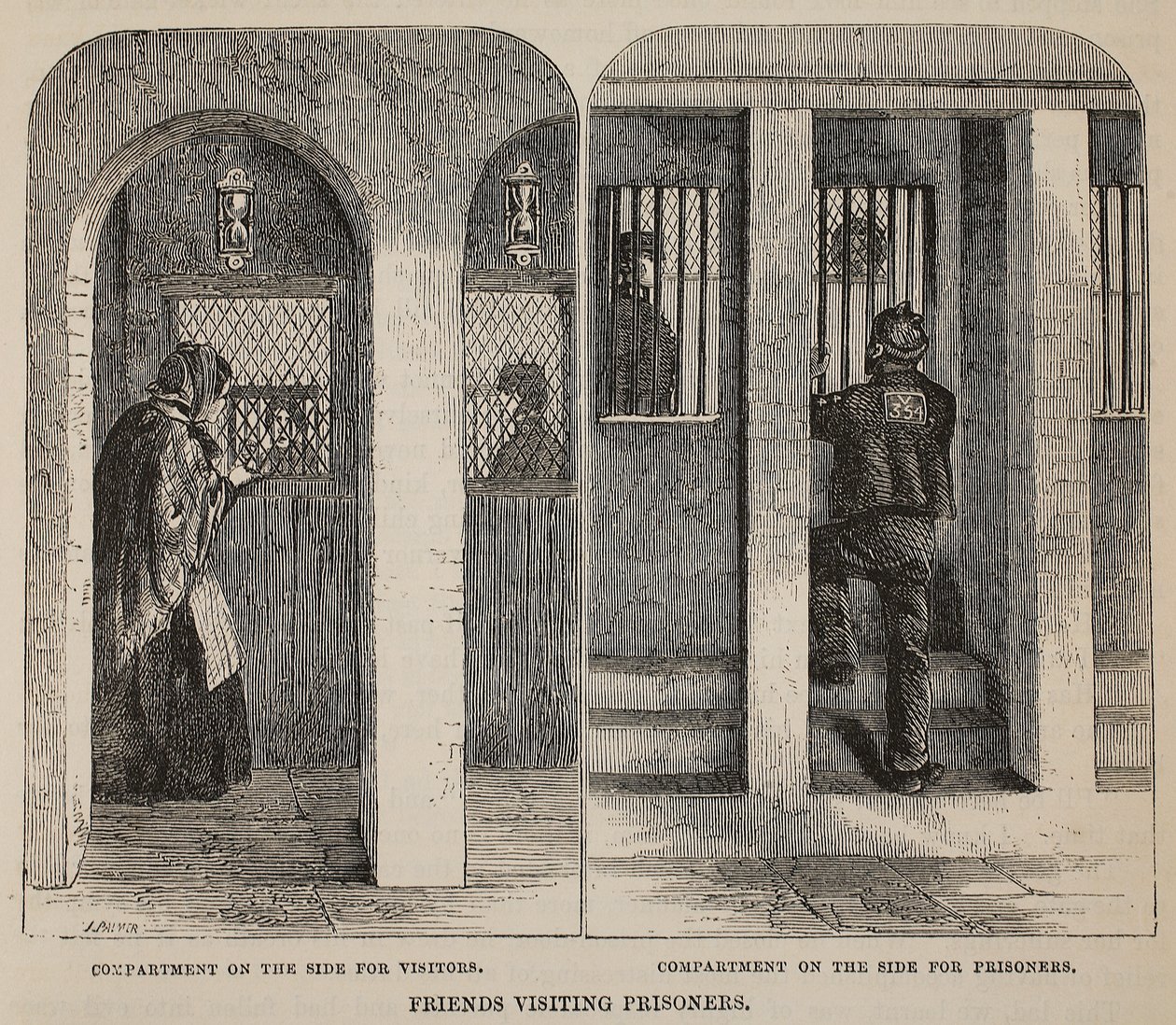 Freunde besuchen Gefangene, Illustration aus The Criminal Prisons of London and Scenes from Prison Life von Henry Mayhew und John Binny, veröffentlicht 1862 von English School