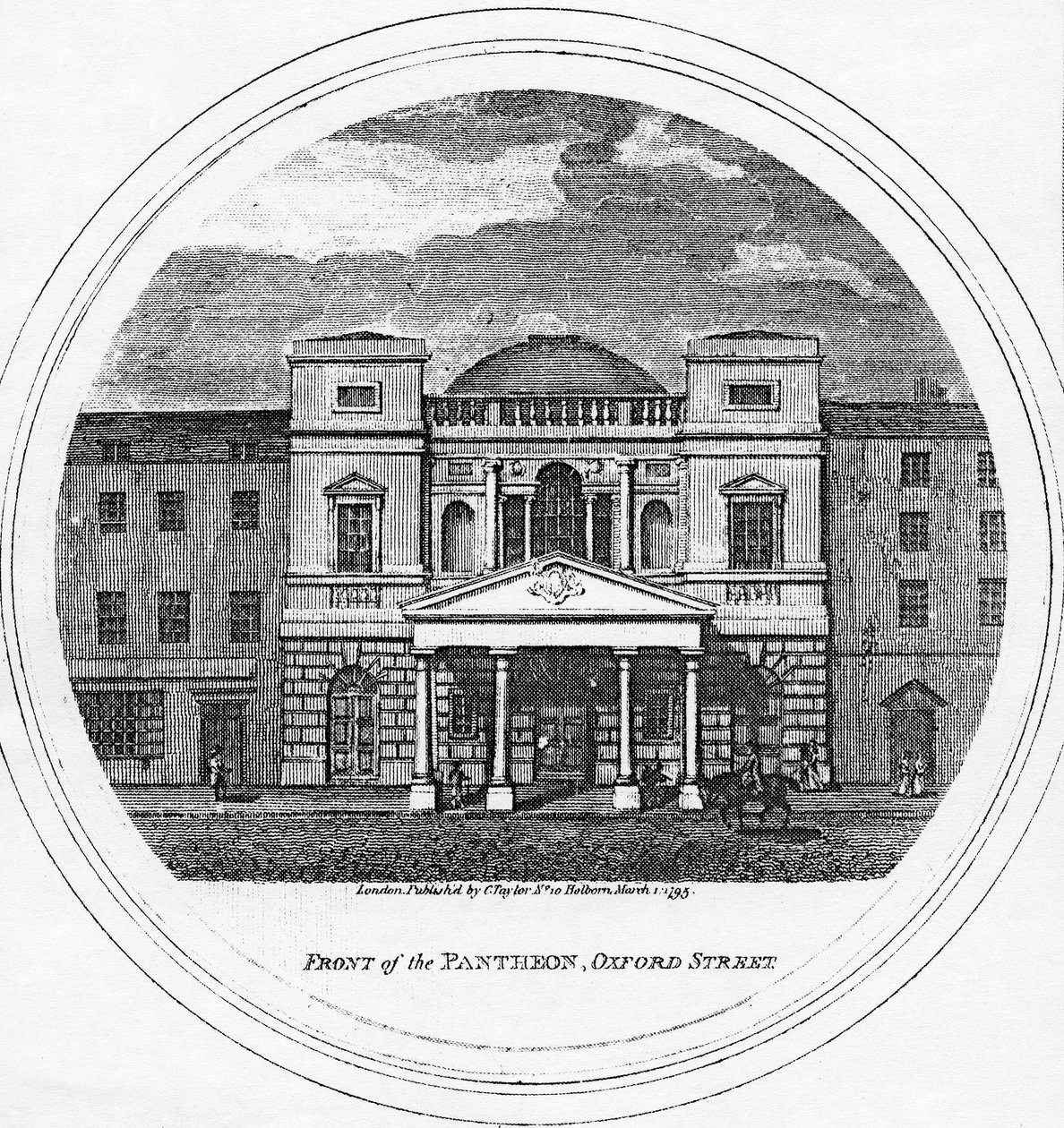 Vorderseite des Pantheon, Oxford Street, 1795 von English School