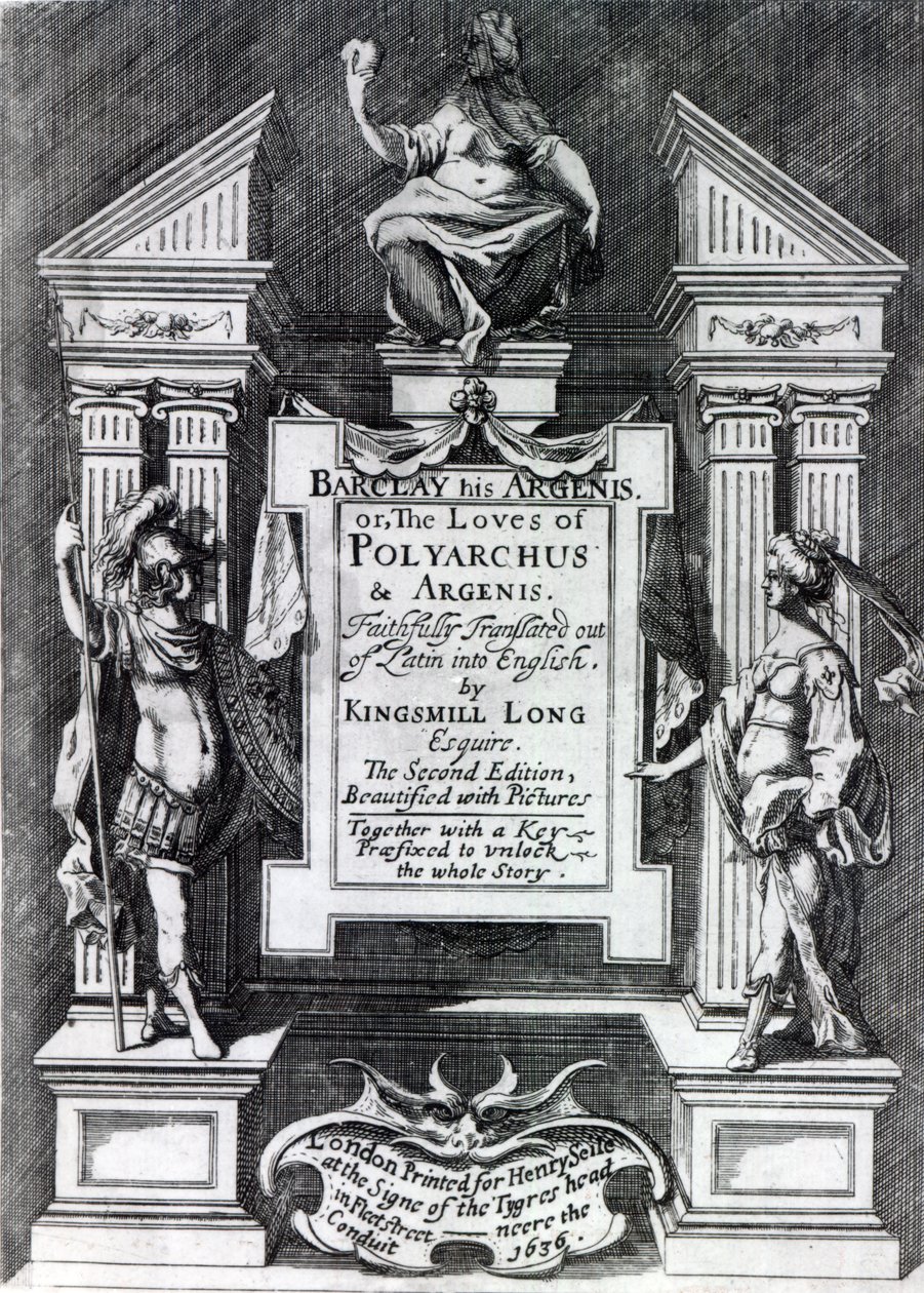 Frontispiz für Argenis von John Barclay, zweite englische Ausgabe, 1636 von English School
