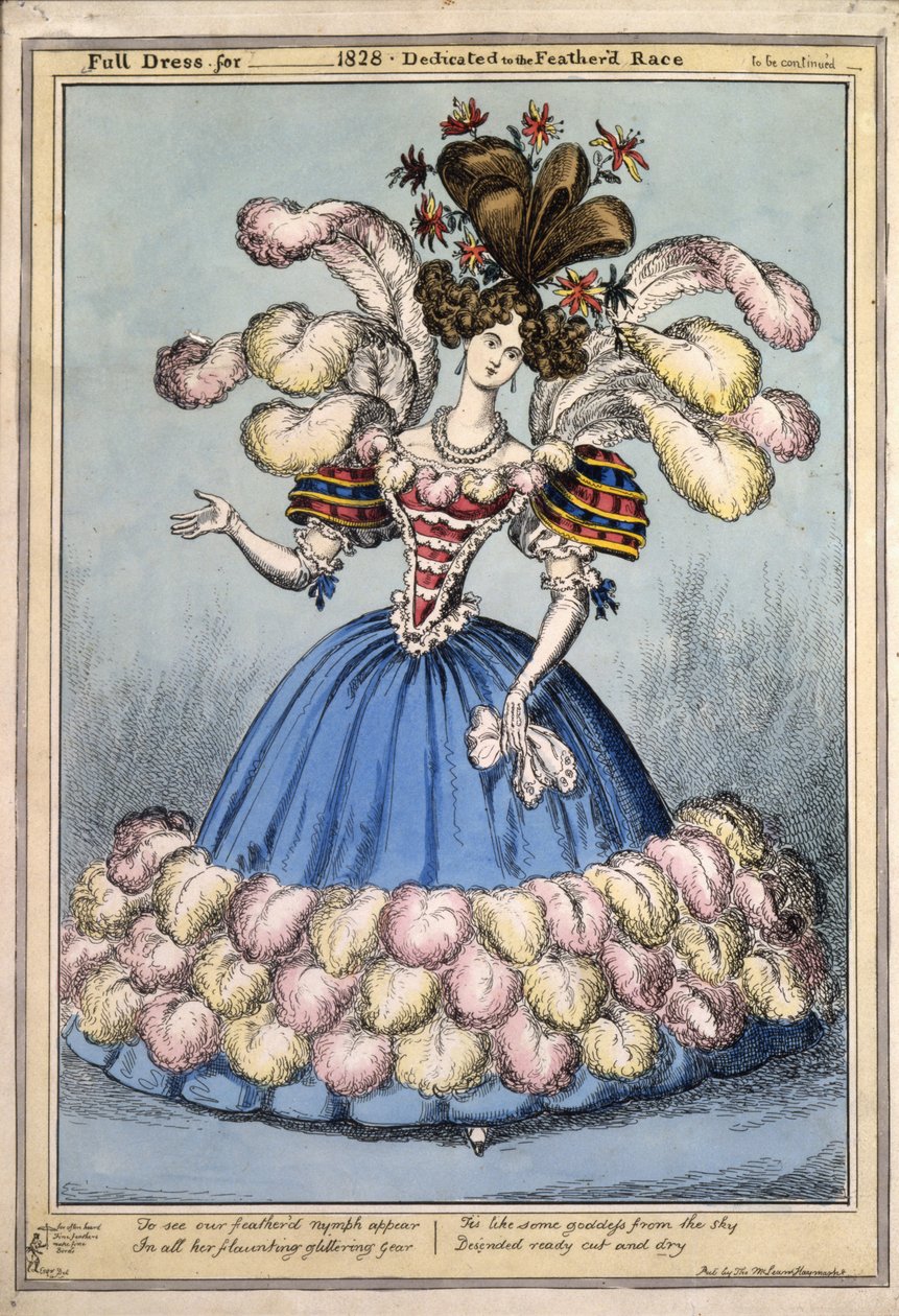 Vollständige Kleidung für ?1828. Gewidmet der gefiederten Rasse, veröffentlicht in London, 1828 (handkolorierte Gravur) von English School